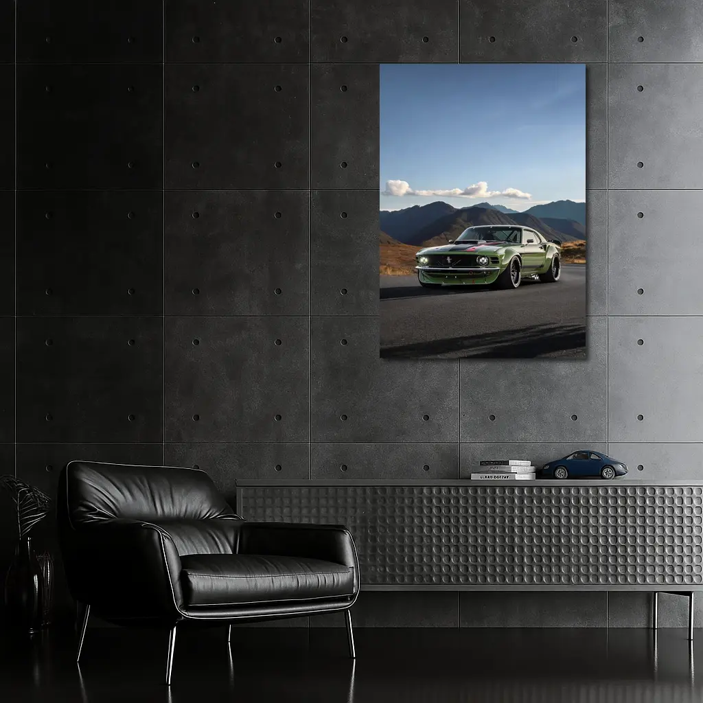 Ford Mustang Green Classic Mountain Road – Wall Art