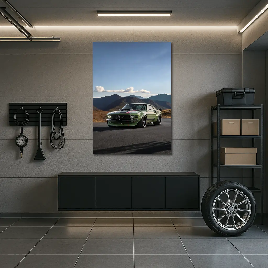 Ford Mustang Green Classic Mountain Road – Wall Art