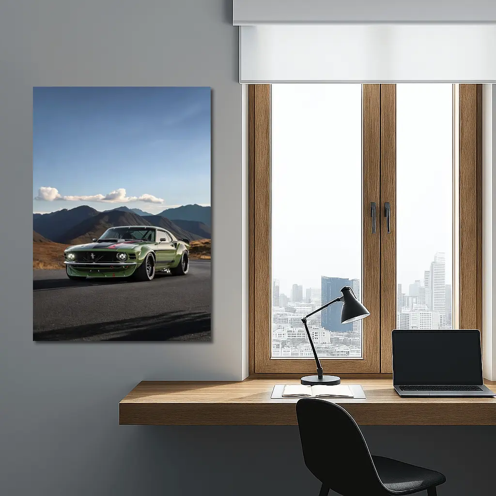 Ford Mustang Green Classic Mountain Road – Wall Art
