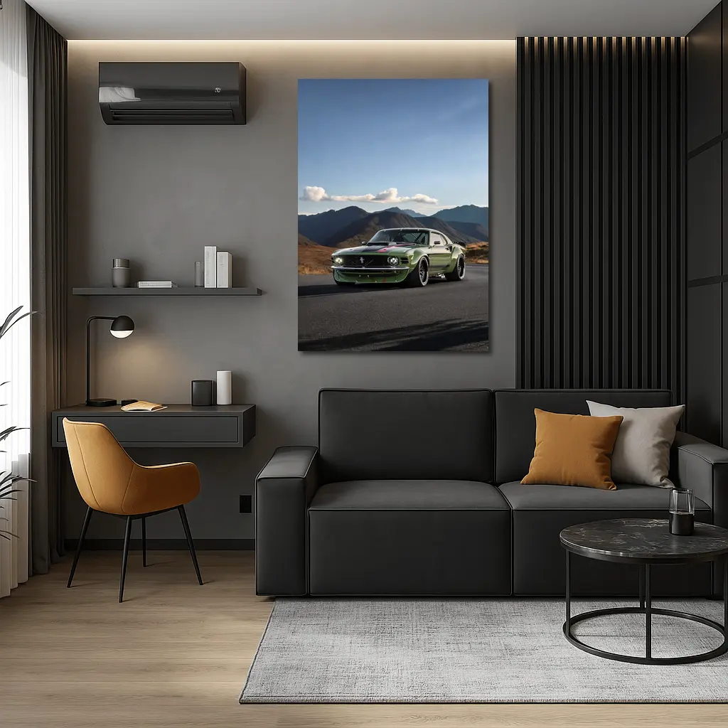 Ford Mustang Green Classic Mountain Road – Wall Art
