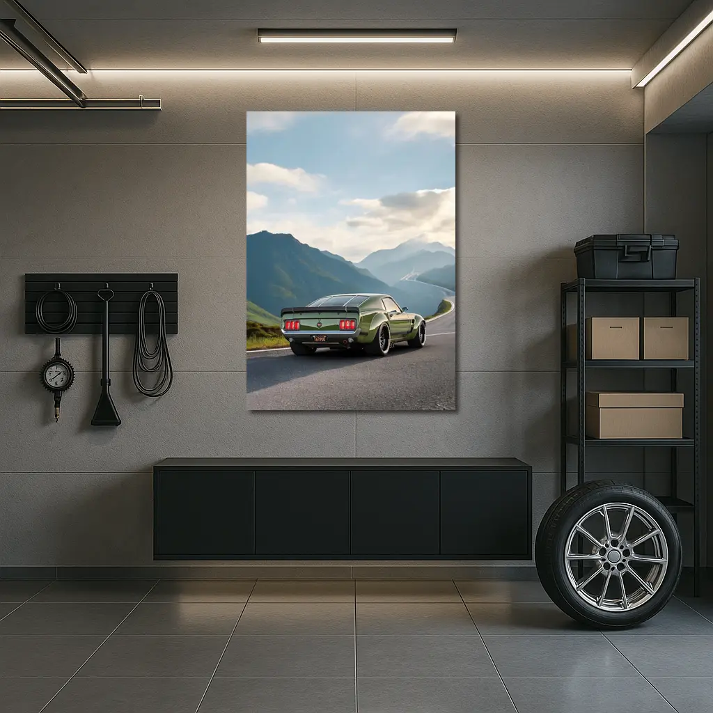 Ford Mustang Green Mountain Road Drive – Wall Art