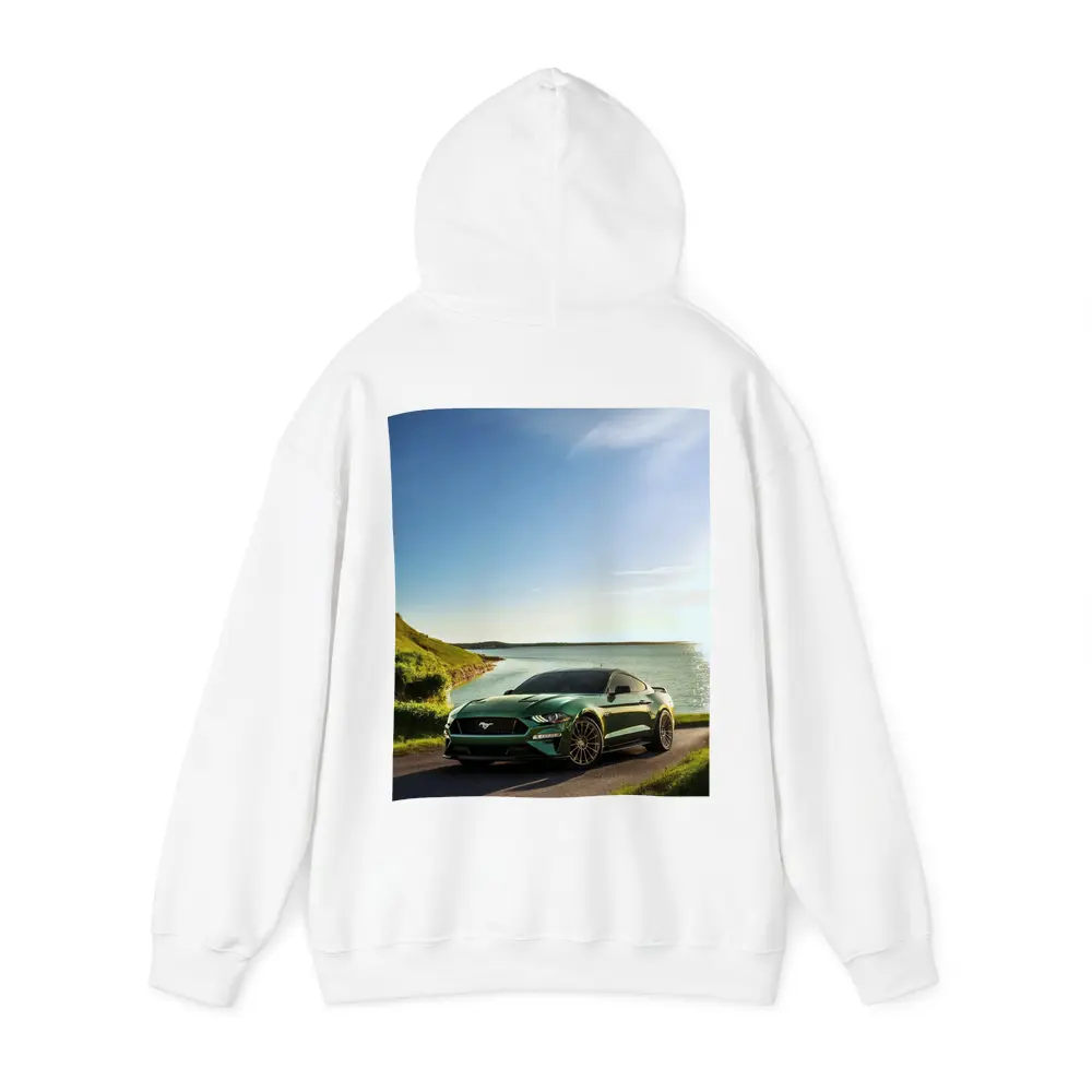 Ford Mustang Green Coastal Road Sunny Day – Hoodies