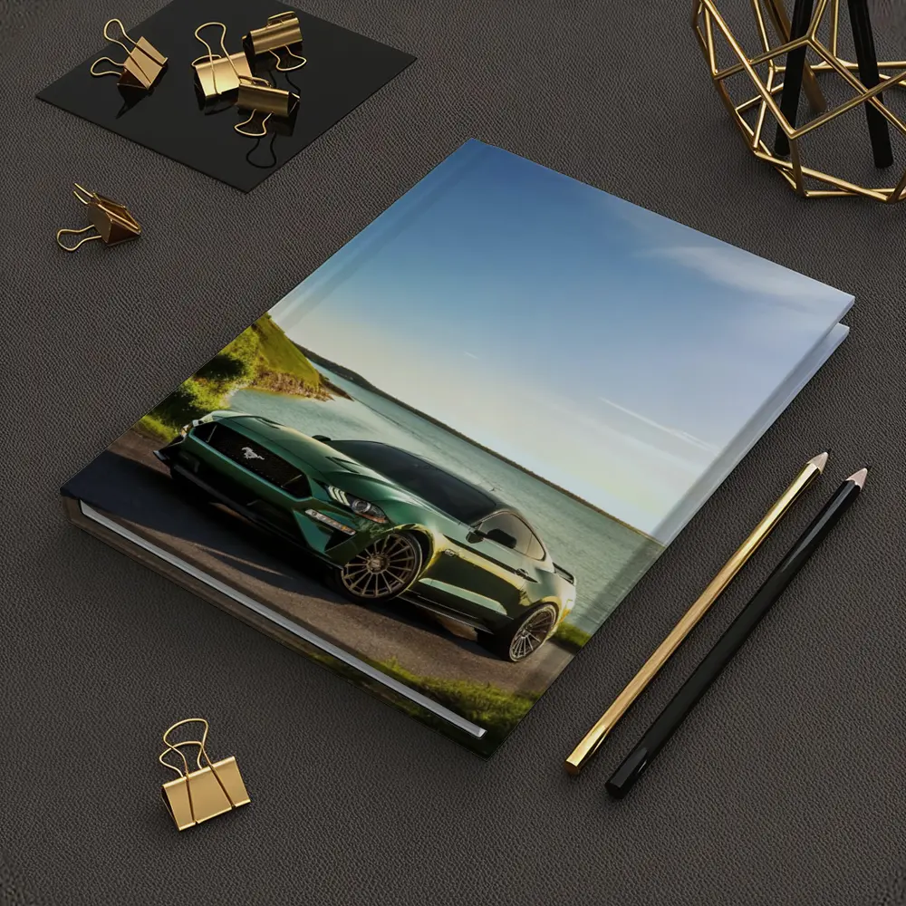 Ford Mustang Green Coastal Road Sunny Day – Notebooks