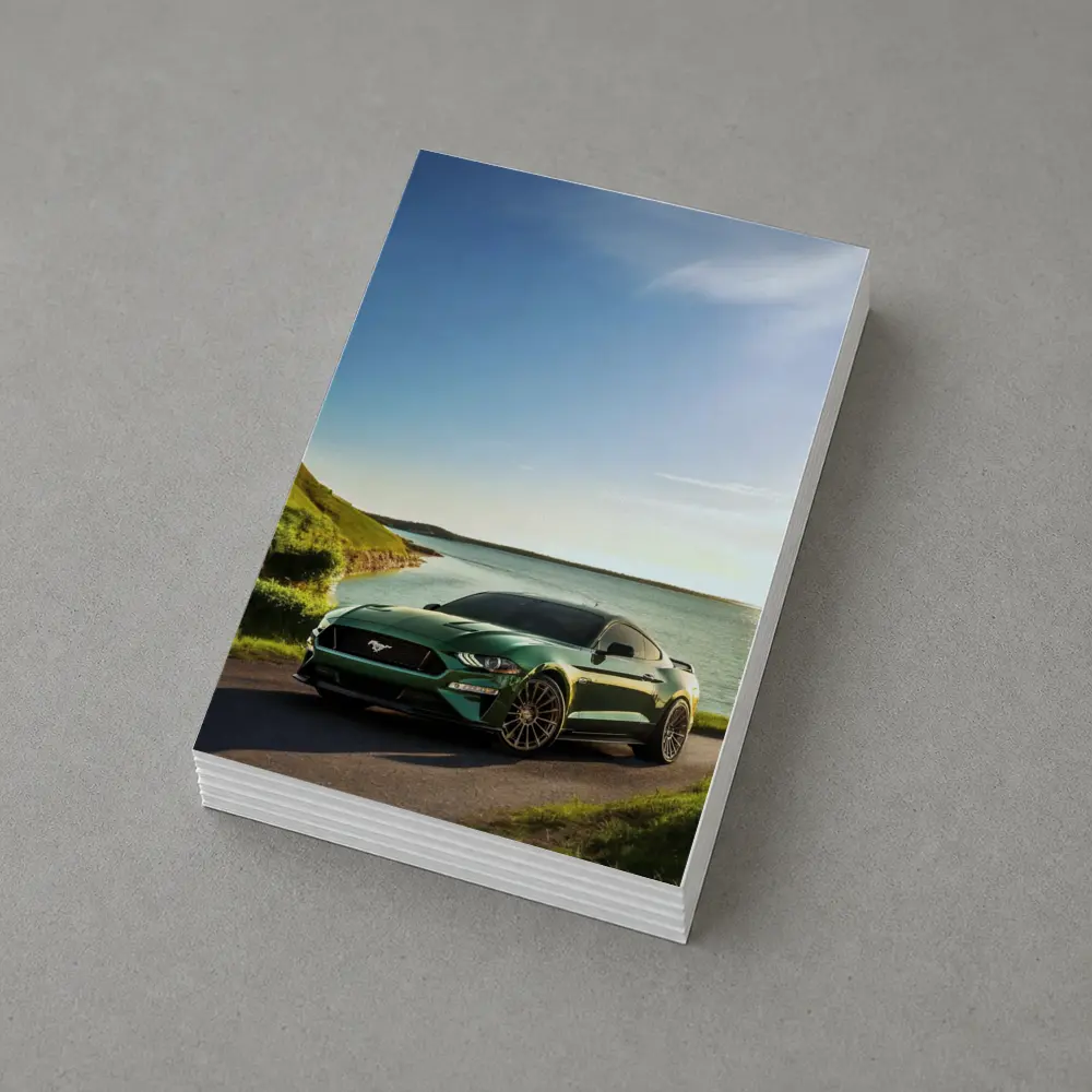 Ford Mustang Green Coastal Road Sunny Day – Postcards