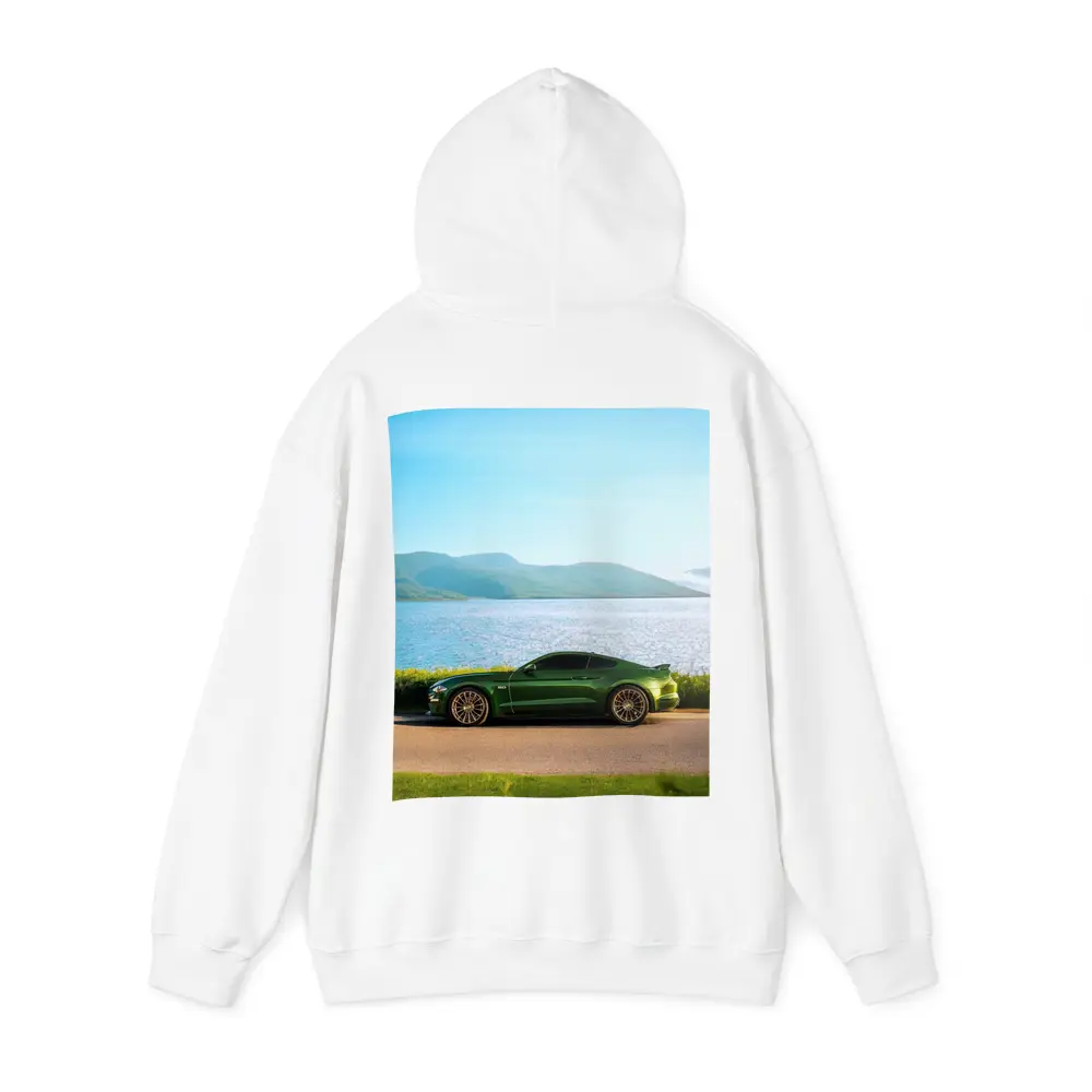 Ford Mustang Green Parked By Lake – Hoodies