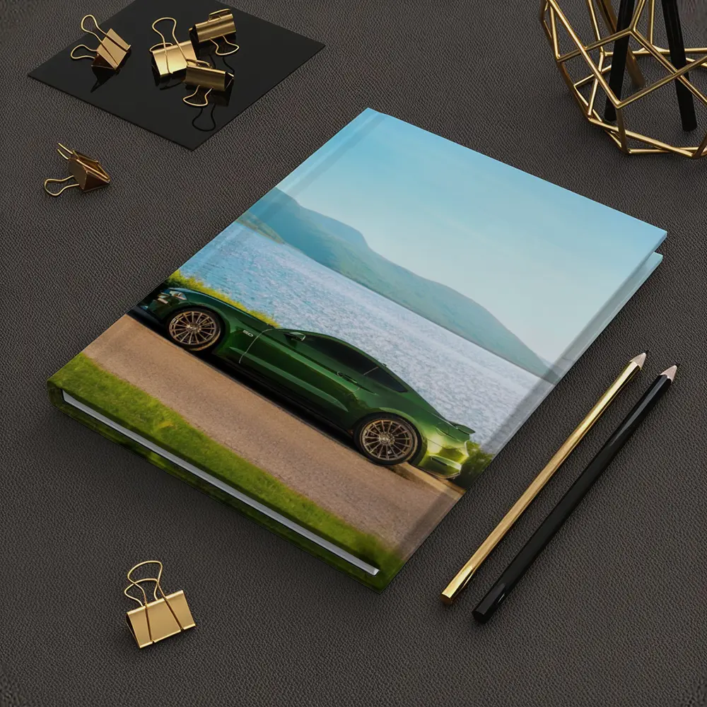Ford Mustang Green Parked By Lake – Notebooks