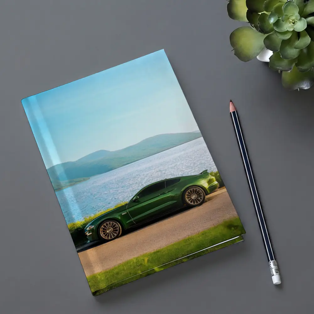 Ford Mustang Green Parked By Lake – Notebooks