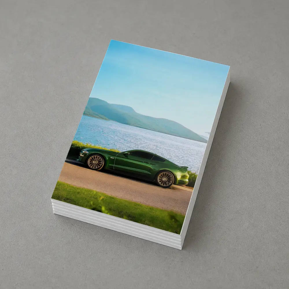 Ford Mustang Green Parked By Lake – Postcards
