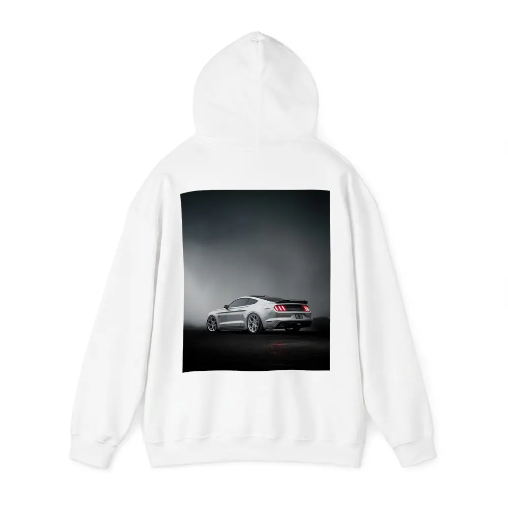 Ford Mustang GT Silver Foggy Dark Background – Hoodies
