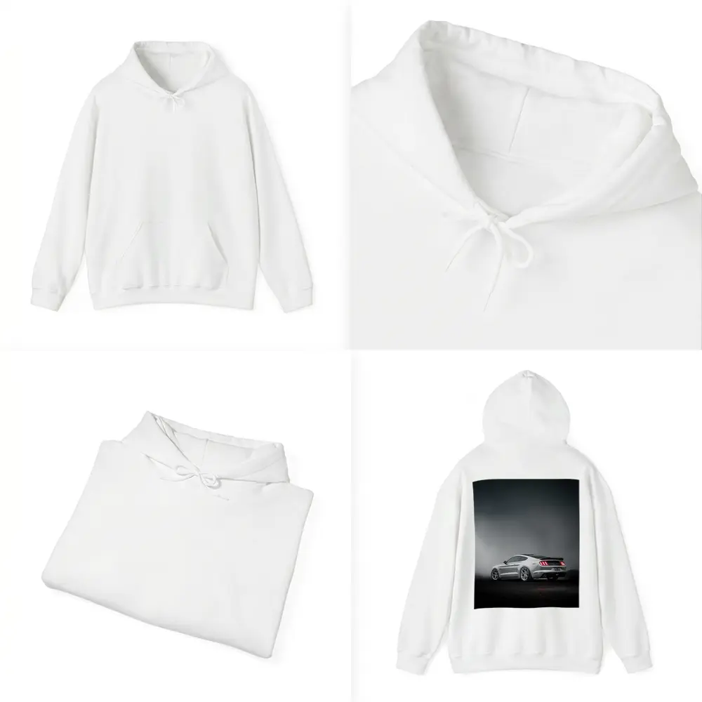 Ford Mustang GT Silver Foggy Dark Background – Hoodies