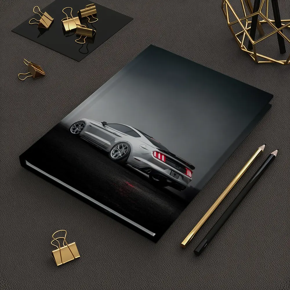 Ford Mustang GT Silver Foggy Dark Background – Notebooks