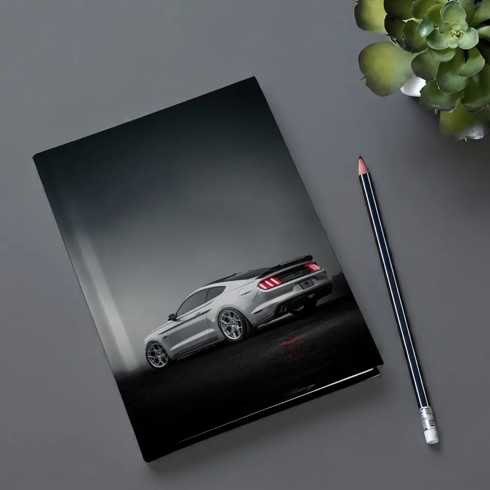 Ford Mustang GT Silver Foggy Dark Background – Notebooks