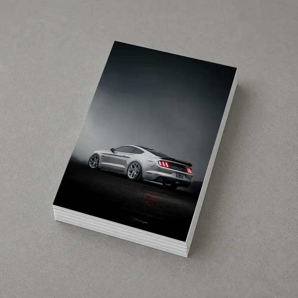 Ford Mustang GT Silver Foggy Dark Background – Postcards