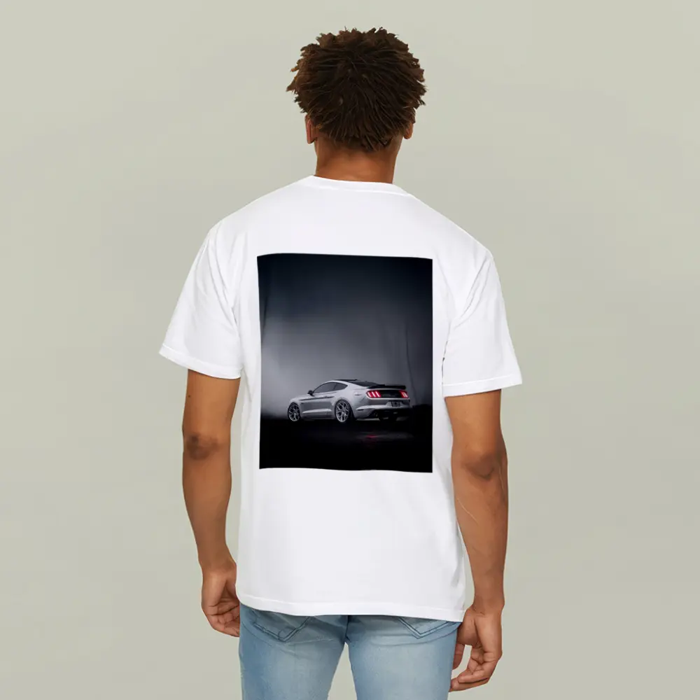 Ford Mustang GT Silver Foggy Dark Background – T-Shirts