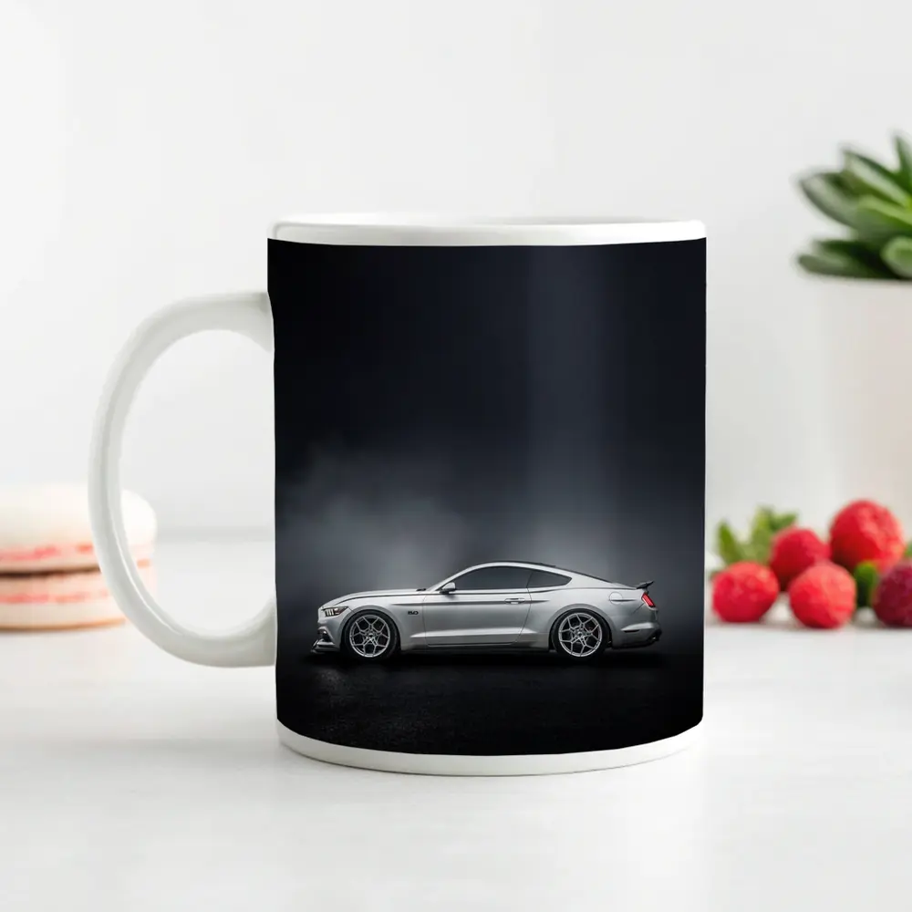 Ford Mustang Silver Side Profile Dark Fog – Mugs