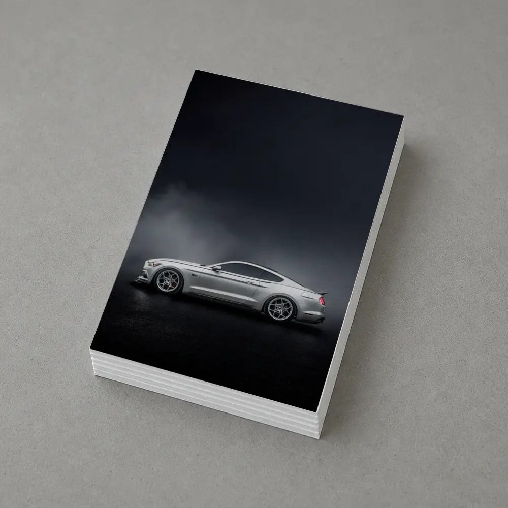 Ford Mustang Silver Side Profile Dark Fog – Postcards