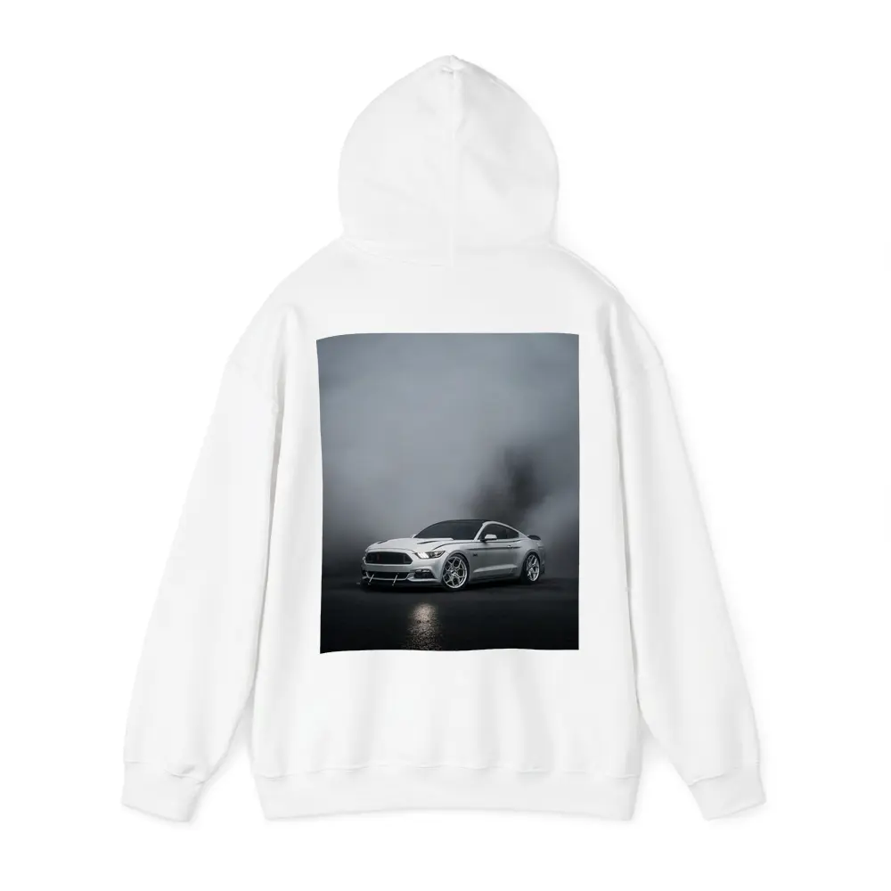 Ford Mustang Silver Stance Foggy Dark Background – Hoodies