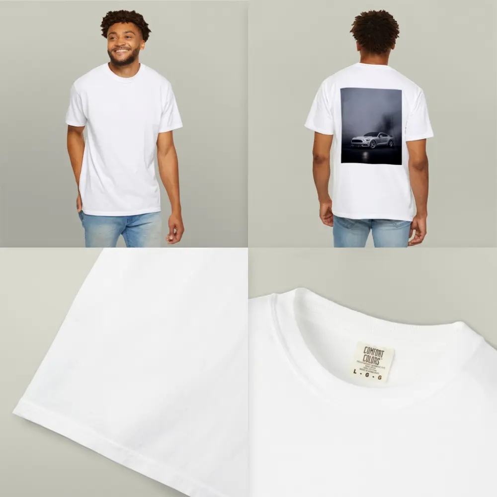 Ford Mustang Silver Stance Foggy Dark Background – T-Shirts