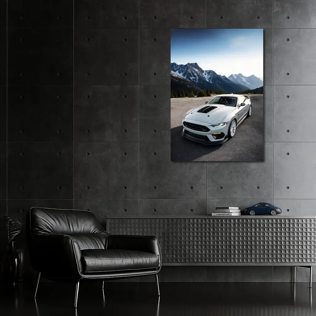 Ford Mustang Mach One Grey Mountain Road – Wall Art