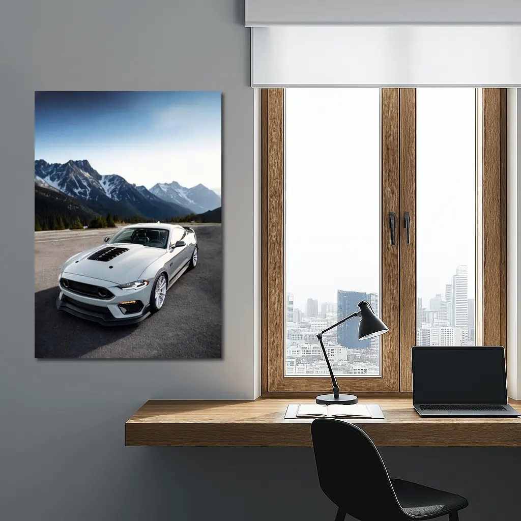 Ford Mustang Mach One Grey Mountain Road – Wall Art
