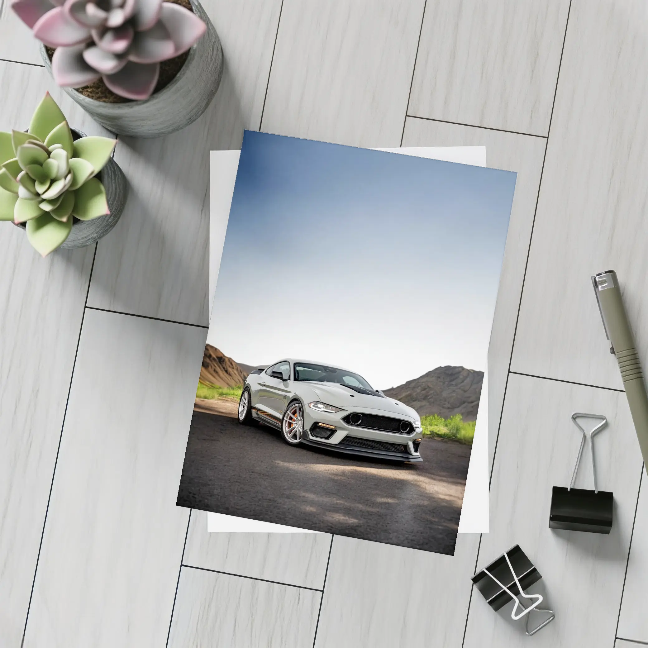 Ford Mustang Mach One Gray Mountain Road – Postcards