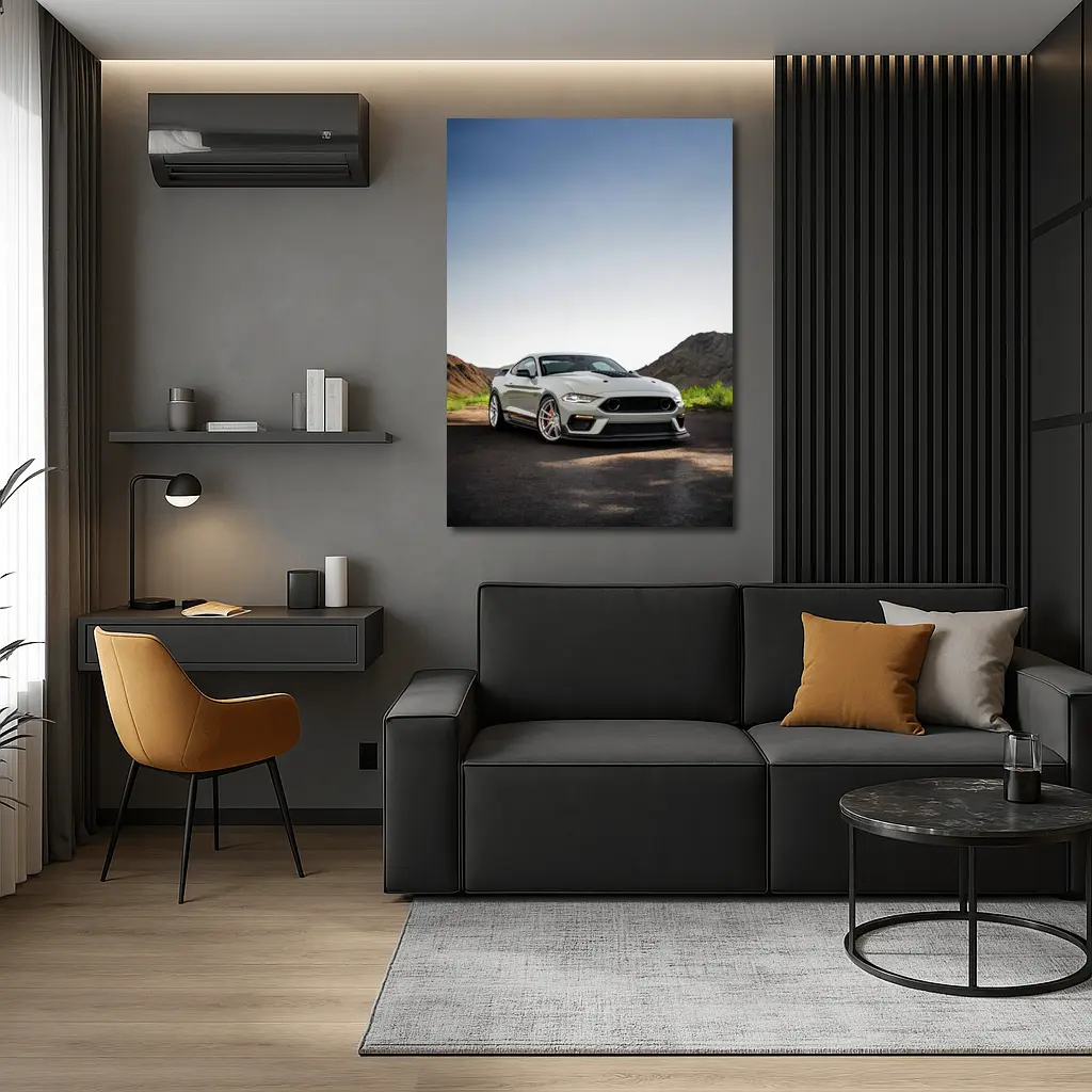 Ford Mustang Mach One Gray Mountain Road – Wall Art