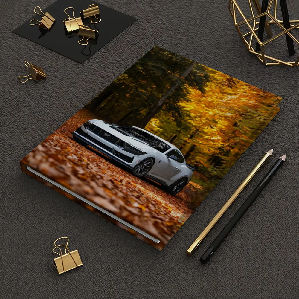 Ford Mustang White Car Autumn Forest – Notebooks
