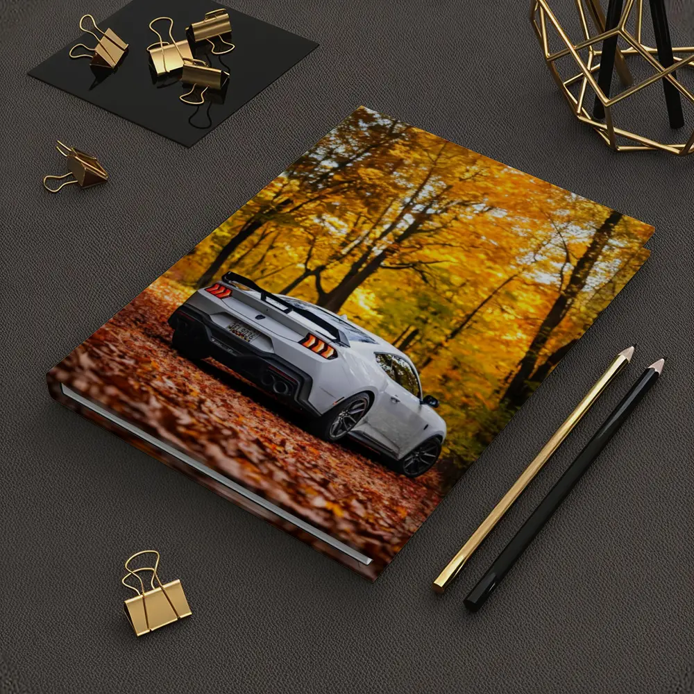 Ford Mustang White Car Autumn Forest – Notebooks