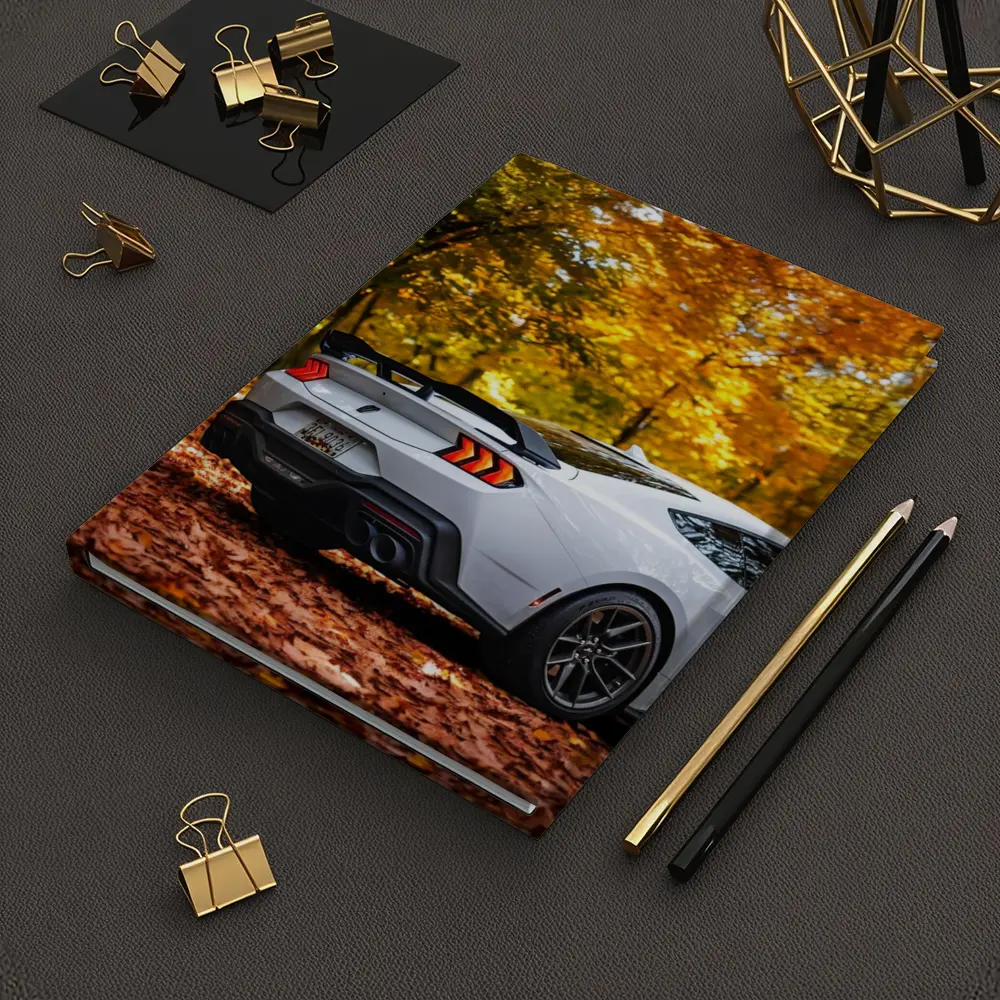 Ford Mustang White Car Autumn Forest – Notebooks