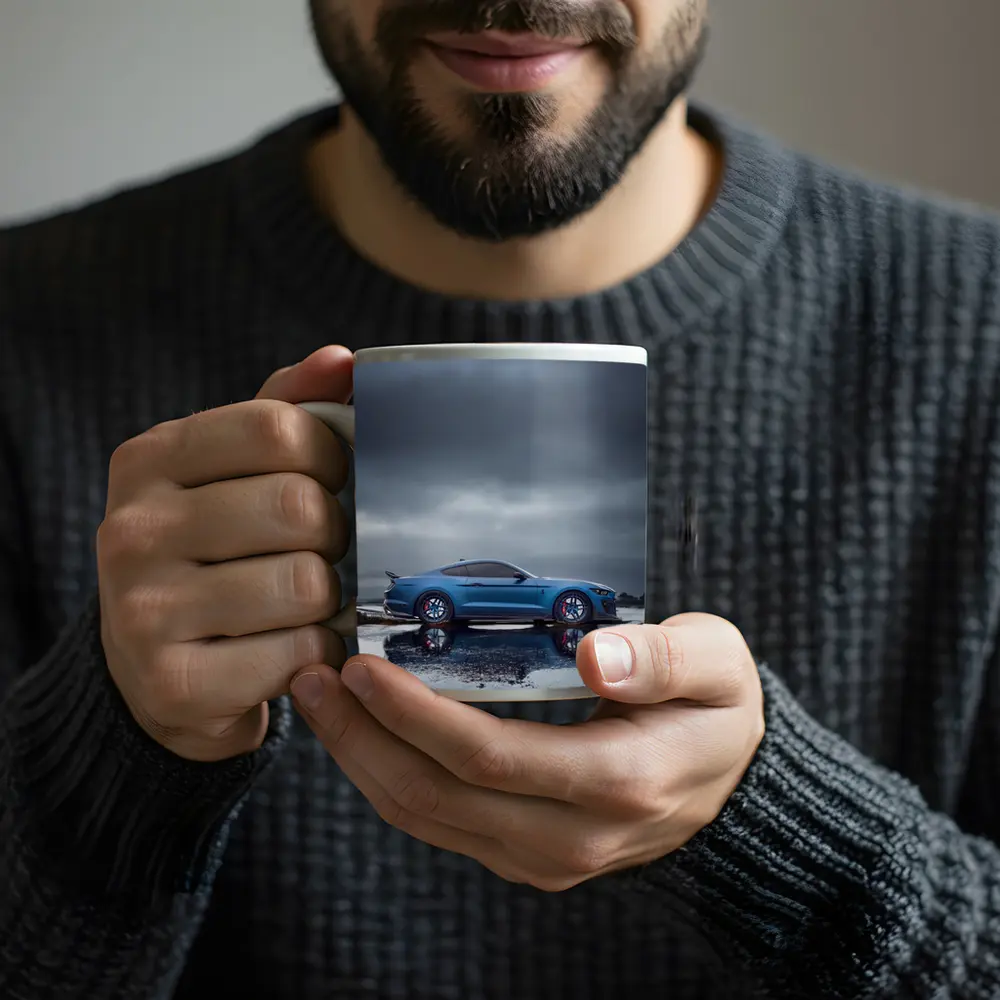 Ford Mustang Blue Stormy Reflective Landscape – Mugs