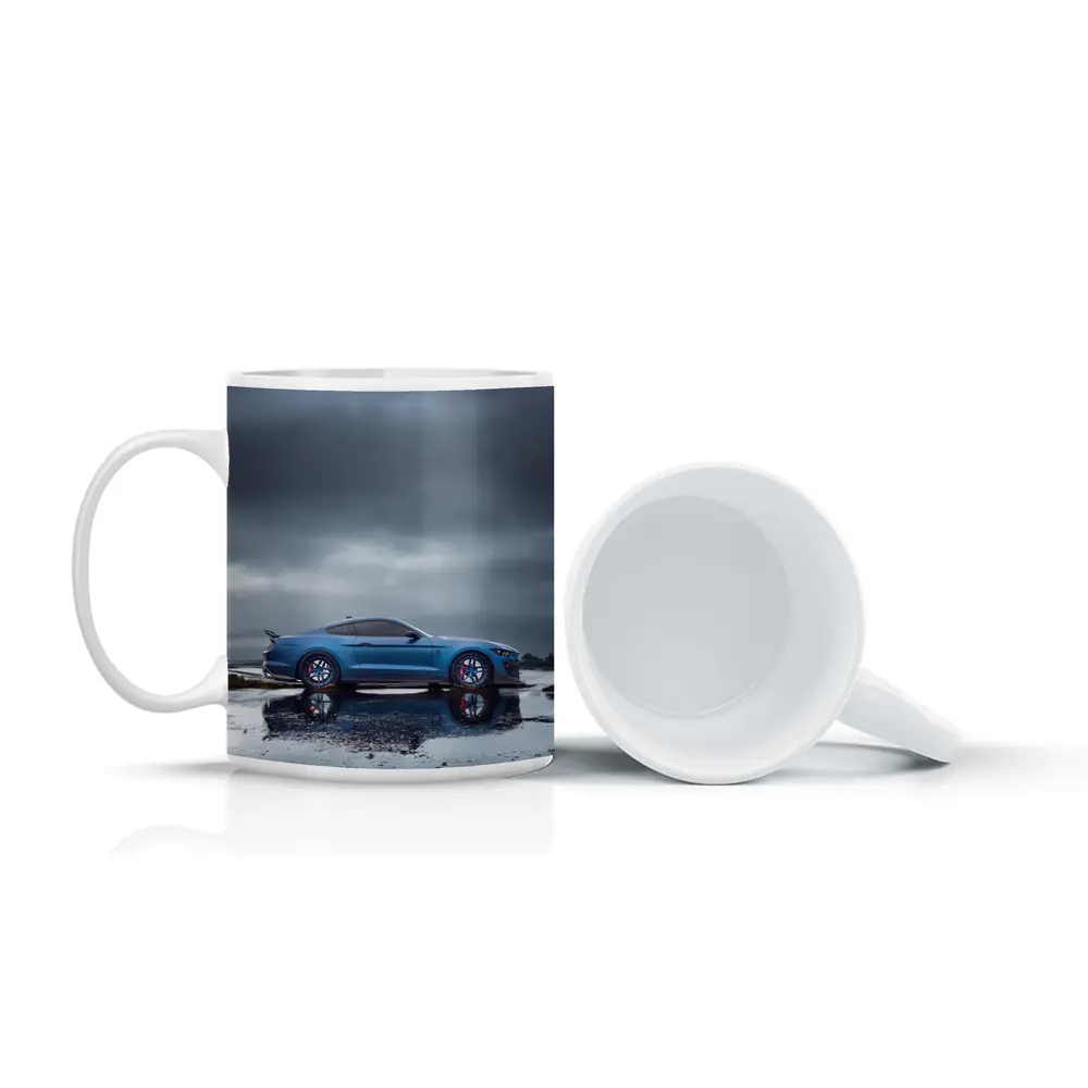 Ford Mustang Blue Stormy Reflective Landscape – Mugs