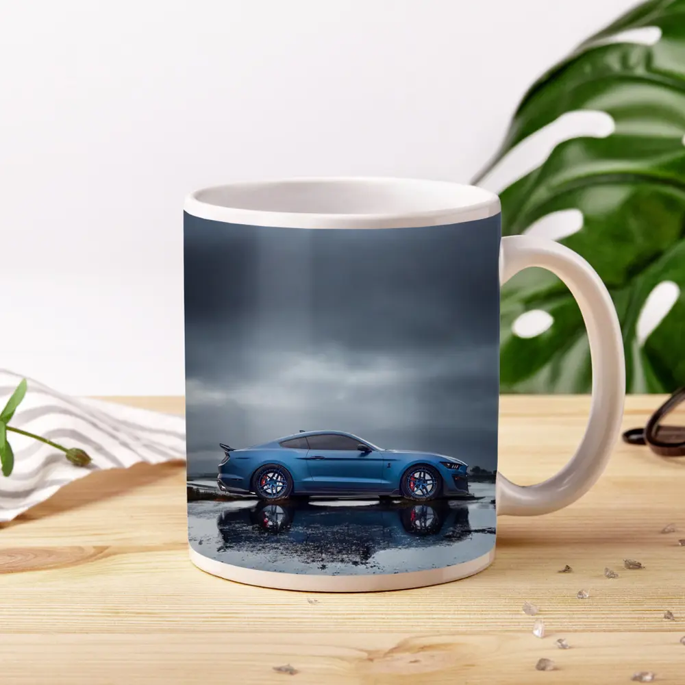 Ford Mustang Blue Stormy Reflective Landscape – Mugs