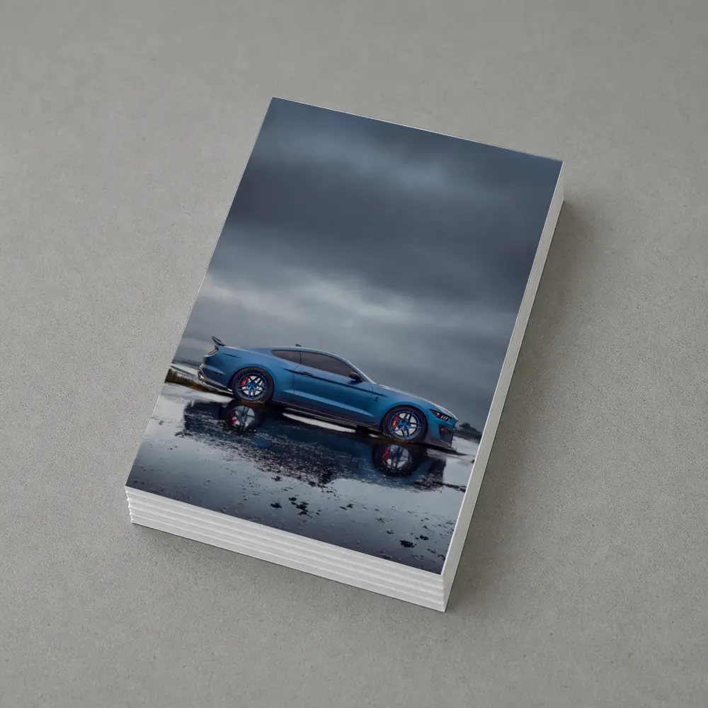 Ford Mustang Blue Stormy Reflective Landscape – Postcards