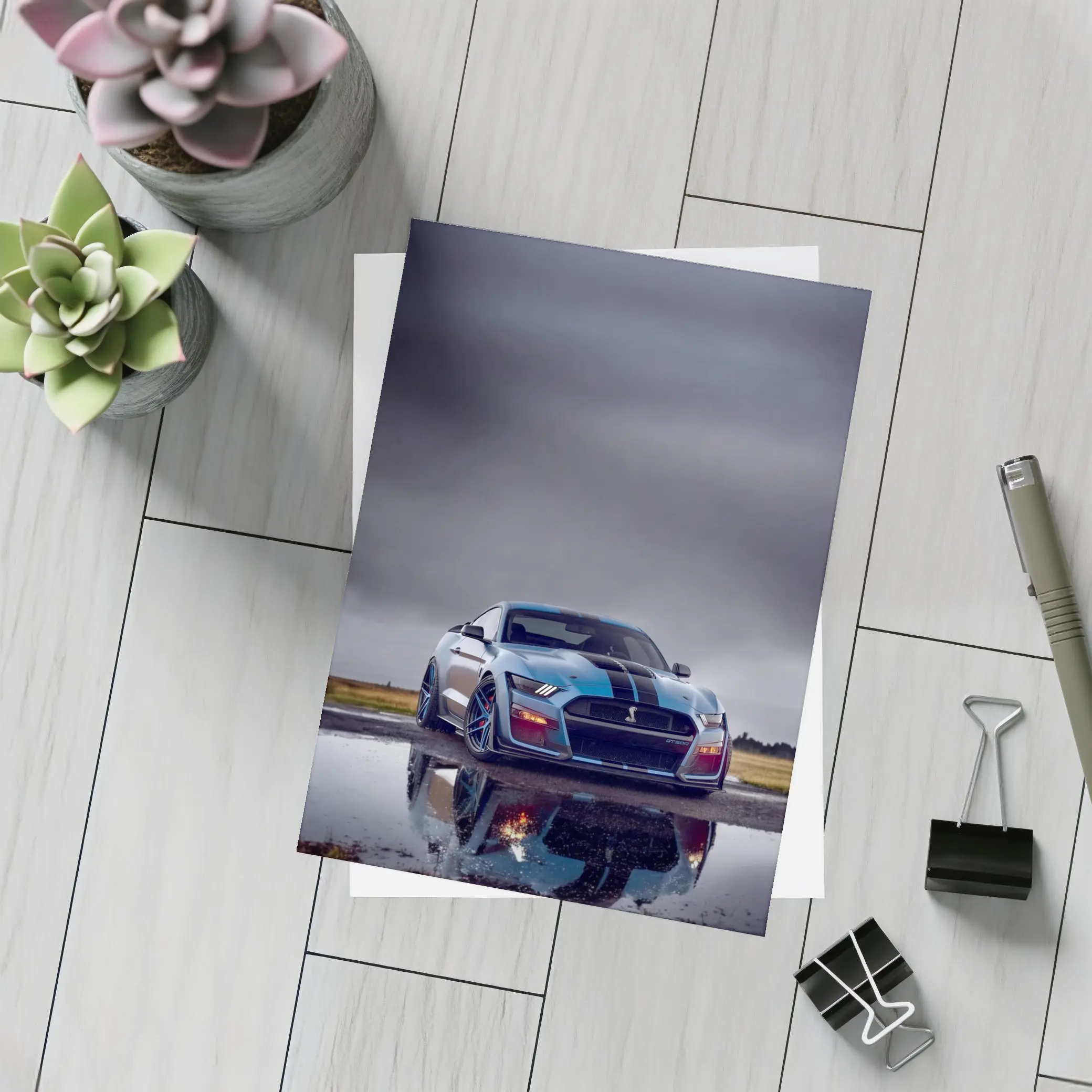 Ford Mustang Shelby GT500 Stormy Wet Runway – Postcards