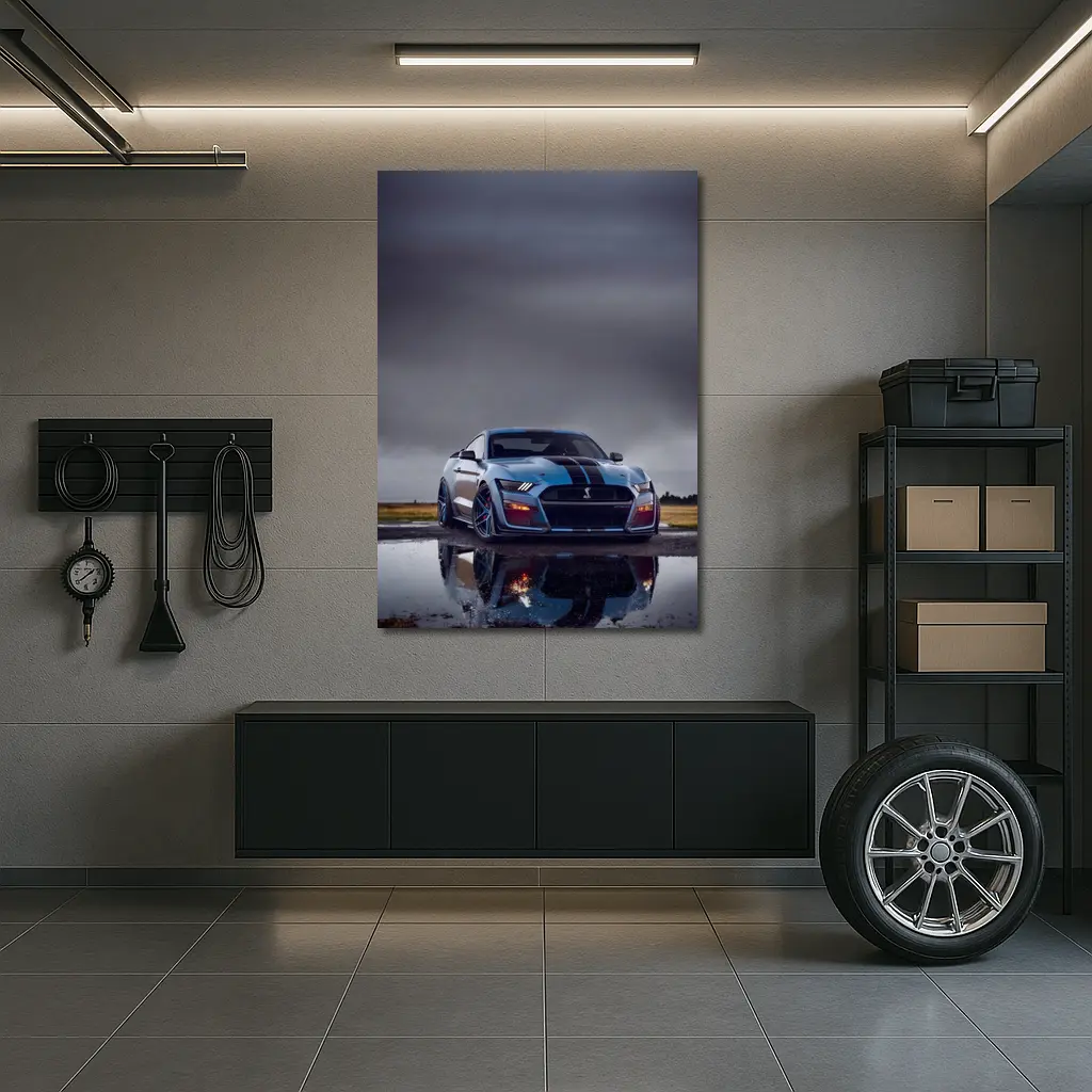 Ford Mustang Shelby GT500 Stormy Wet Runway – Wall Art