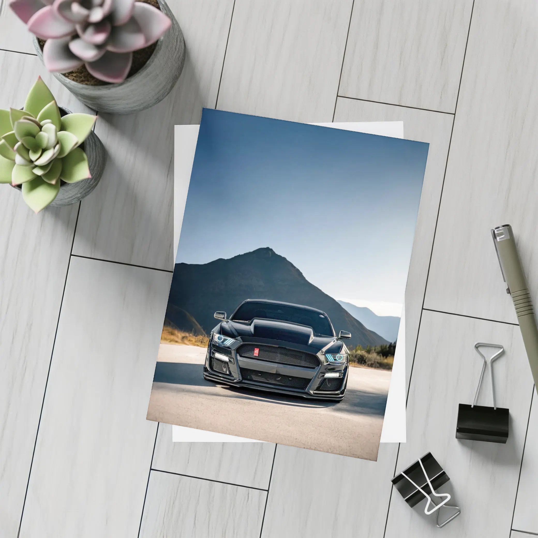 Black Ford Mustang Shelby Front Mountain View – Postcards