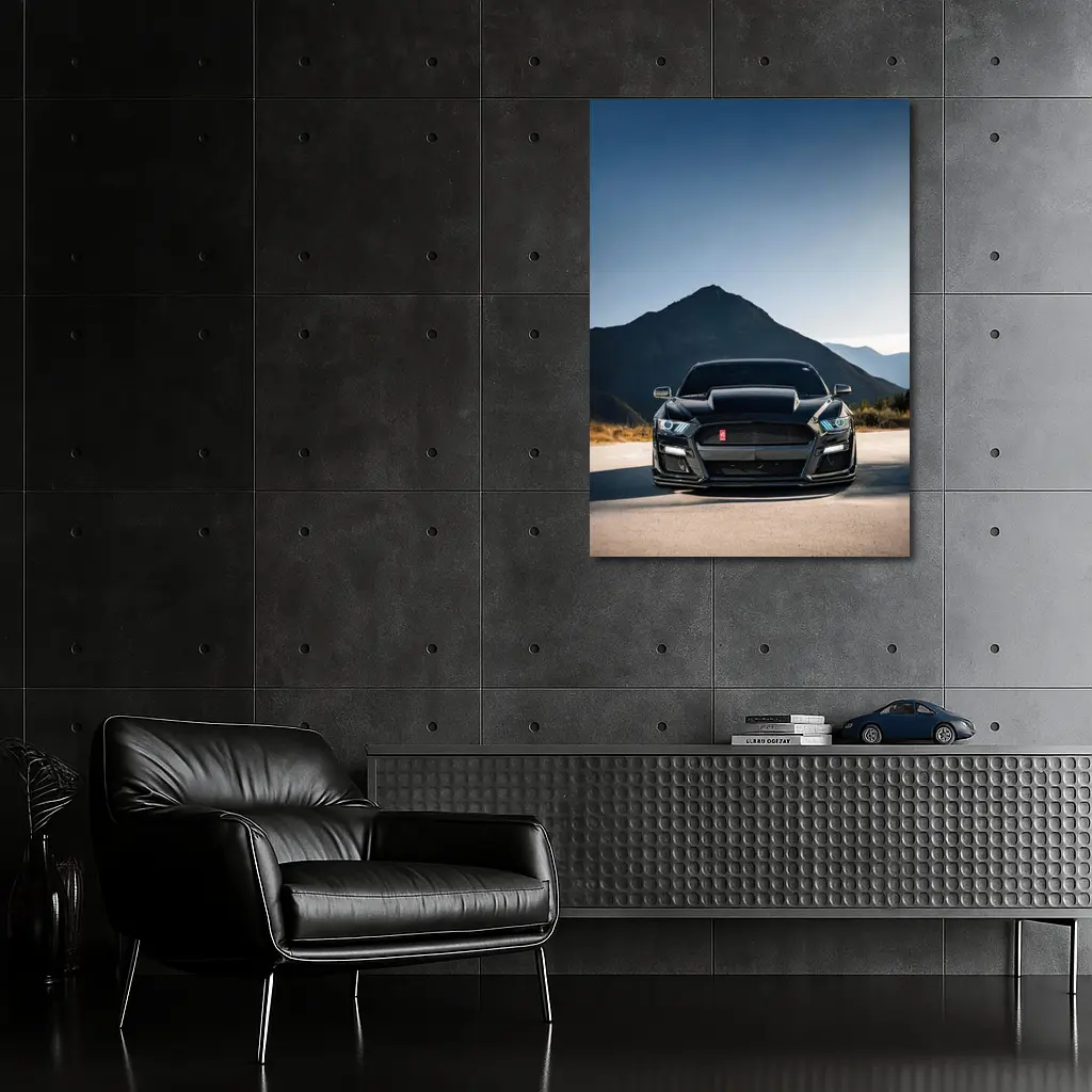 Black Ford Mustang Shelby Front Mountain View – Wall Art