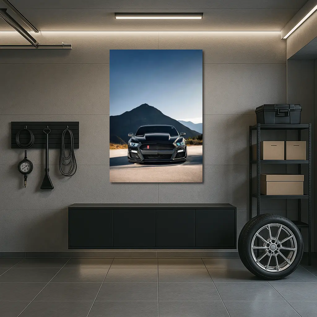 Black Ford Mustang Shelby Front Mountain View – Wall Art
