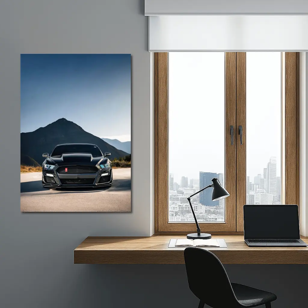 Black Ford Mustang Shelby Front Mountain View – Wall Art