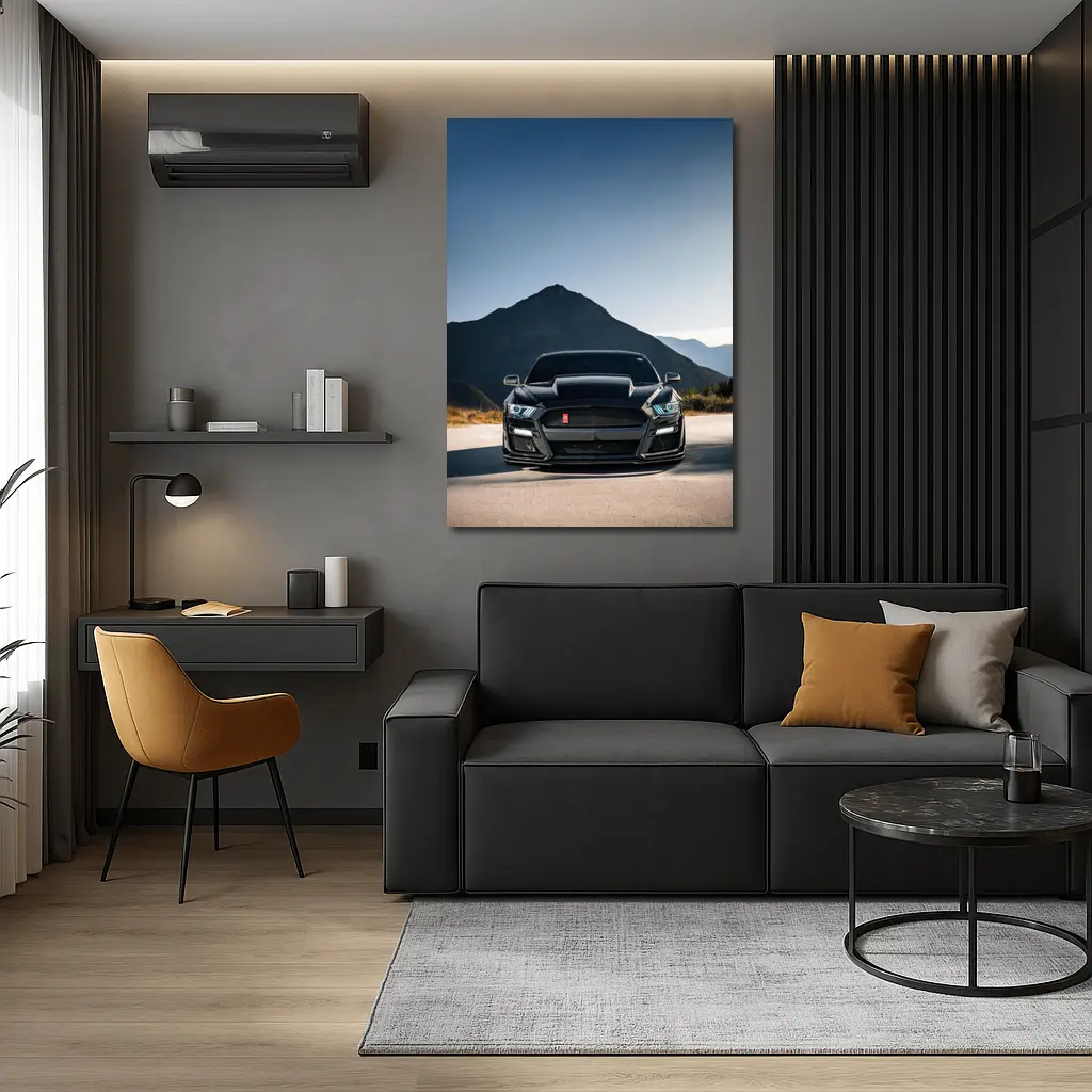 Black Ford Mustang Shelby Front Mountain View – Wall Art