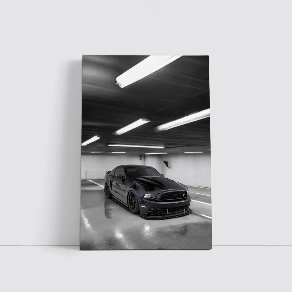Ford Mustang Black Parking Garage Dark – Wall Art
