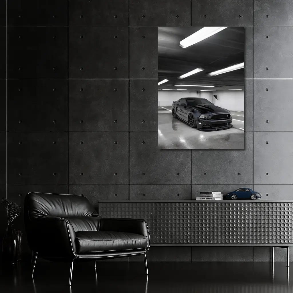 Ford Mustang Black Parking Garage Dark – Wall Art