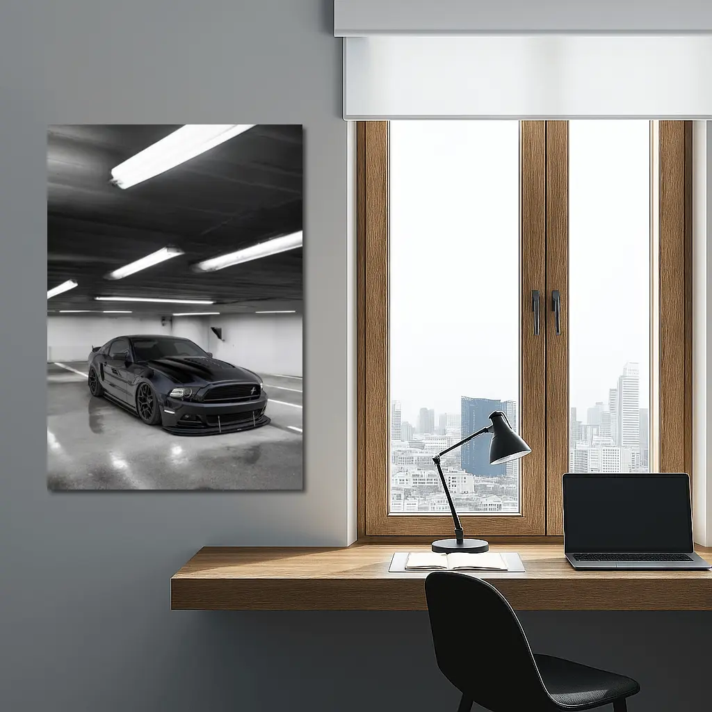 Ford Mustang Black Parking Garage Dark – Wall Art