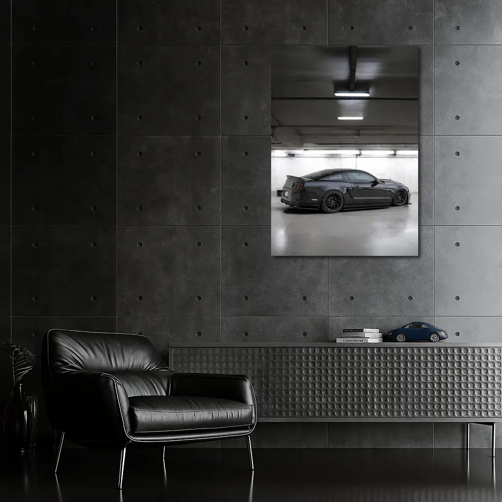 Ford Mustang Dark Gray Underground Parking Garage – Wall Art