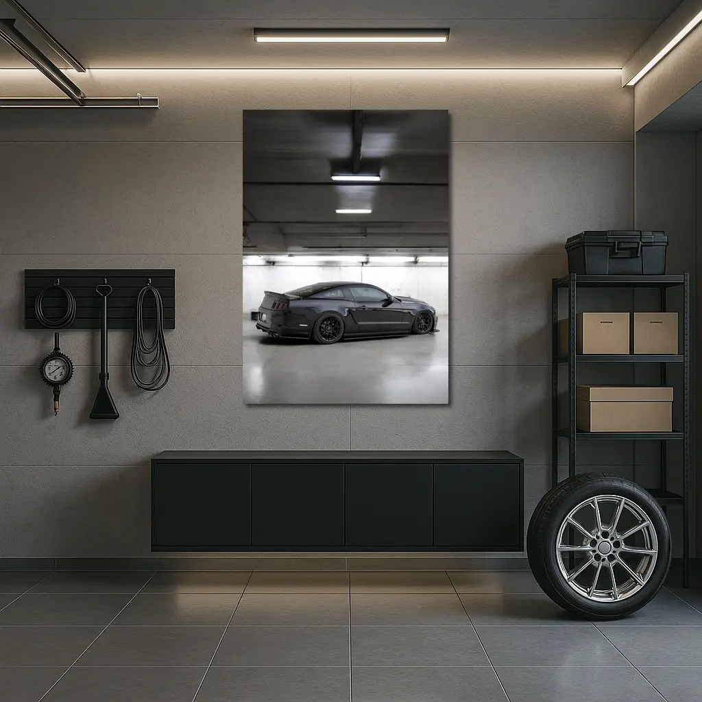Ford Mustang Dark Gray Underground Parking Garage – Wall Art