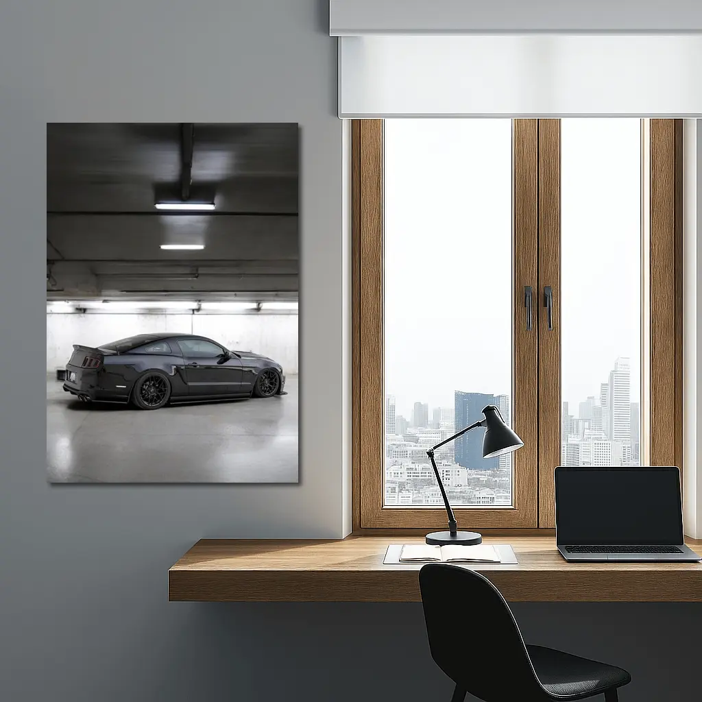 Ford Mustang Dark Gray Underground Parking Garage – Wall Art