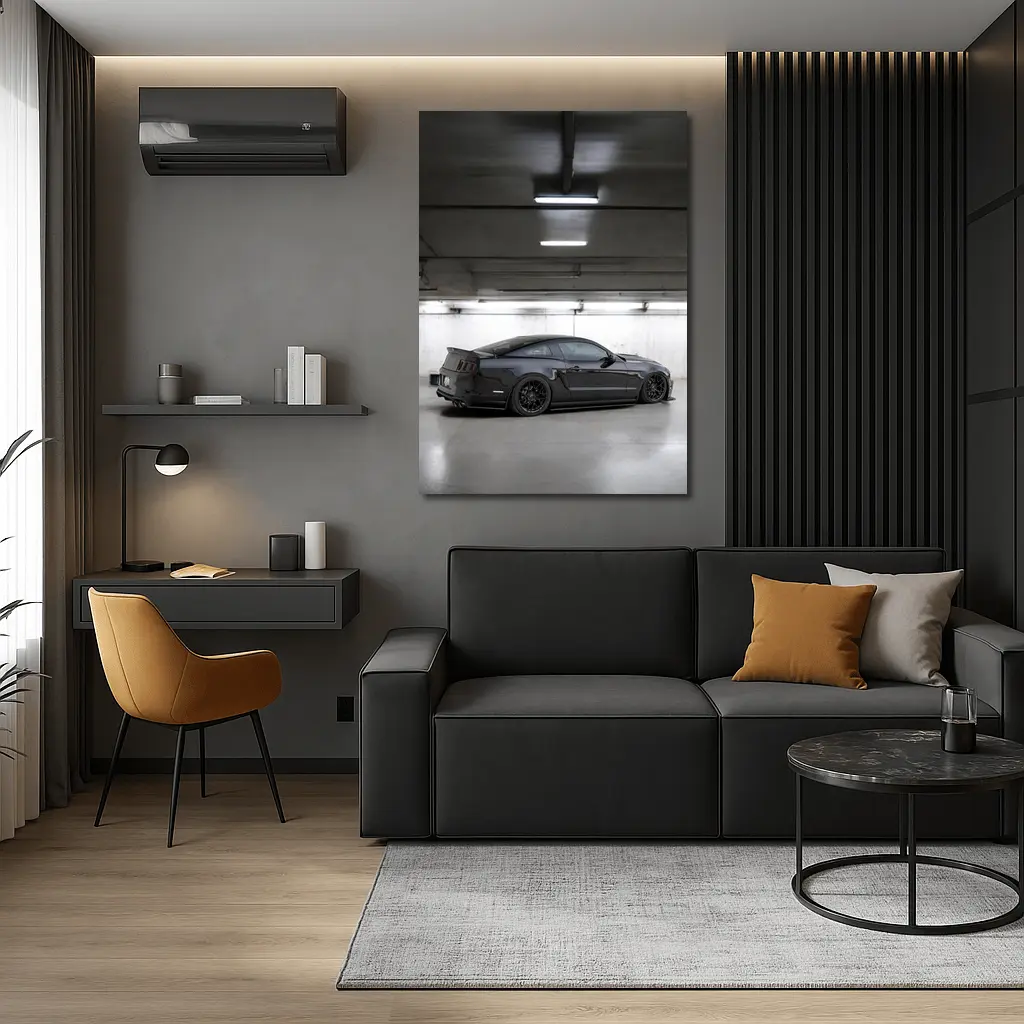Ford Mustang Dark Gray Underground Parking Garage – Wall Art