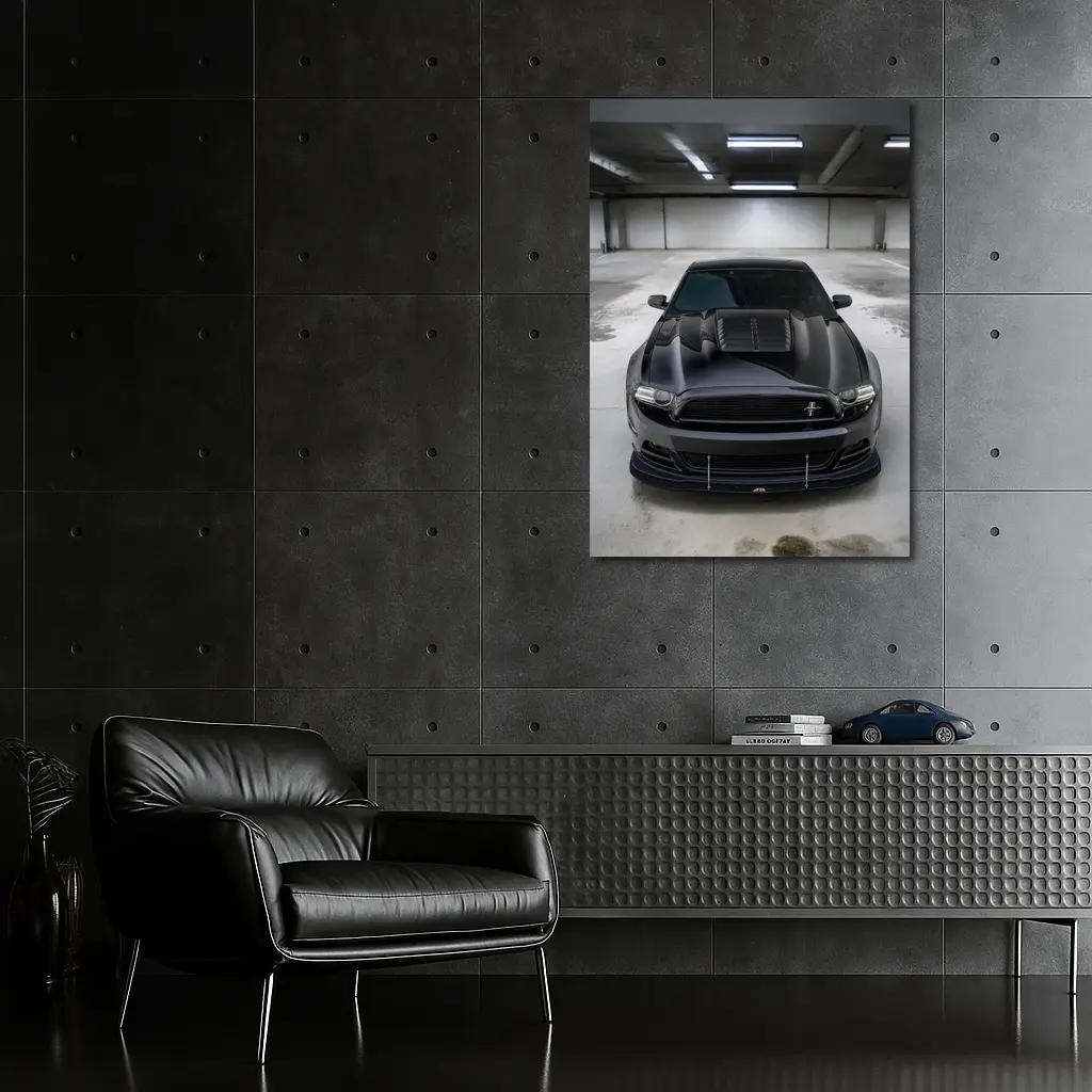 Ford Mustang Black Muscle Car Parking Garage – Wall Art