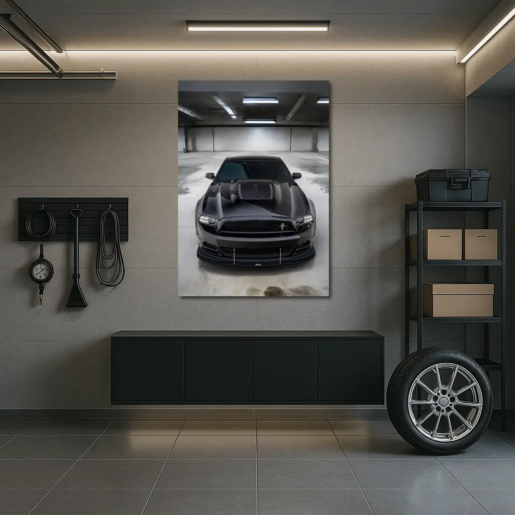 Ford Mustang Black Muscle Car Parking Garage – Wall Art