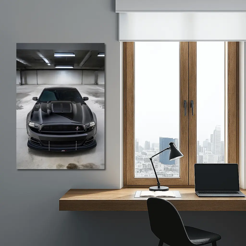 Ford Mustang Black Muscle Car Parking Garage – Wall Art